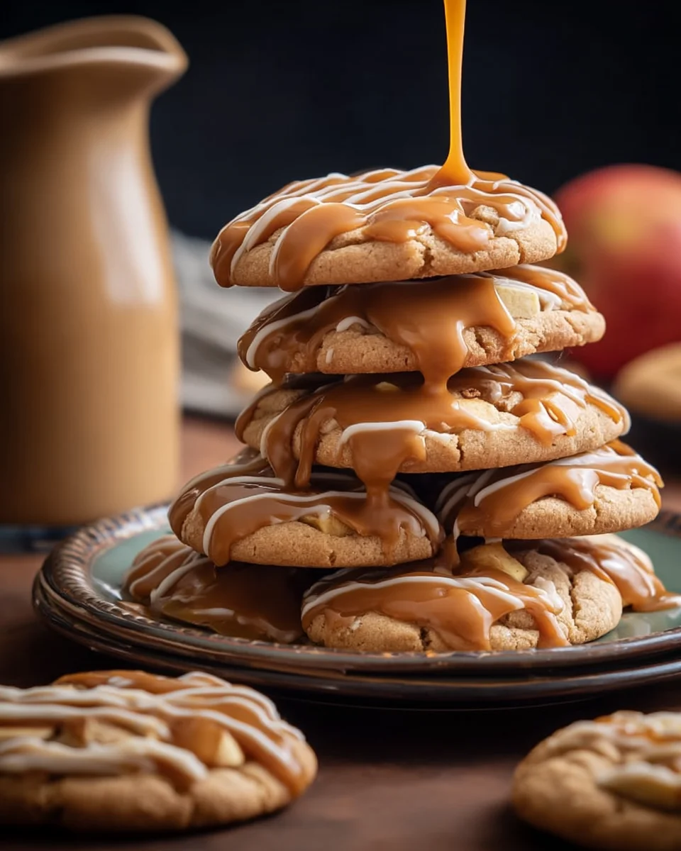 Caramel-Drizzled Apple Cinnamon Cookies Caramel-Drizzled