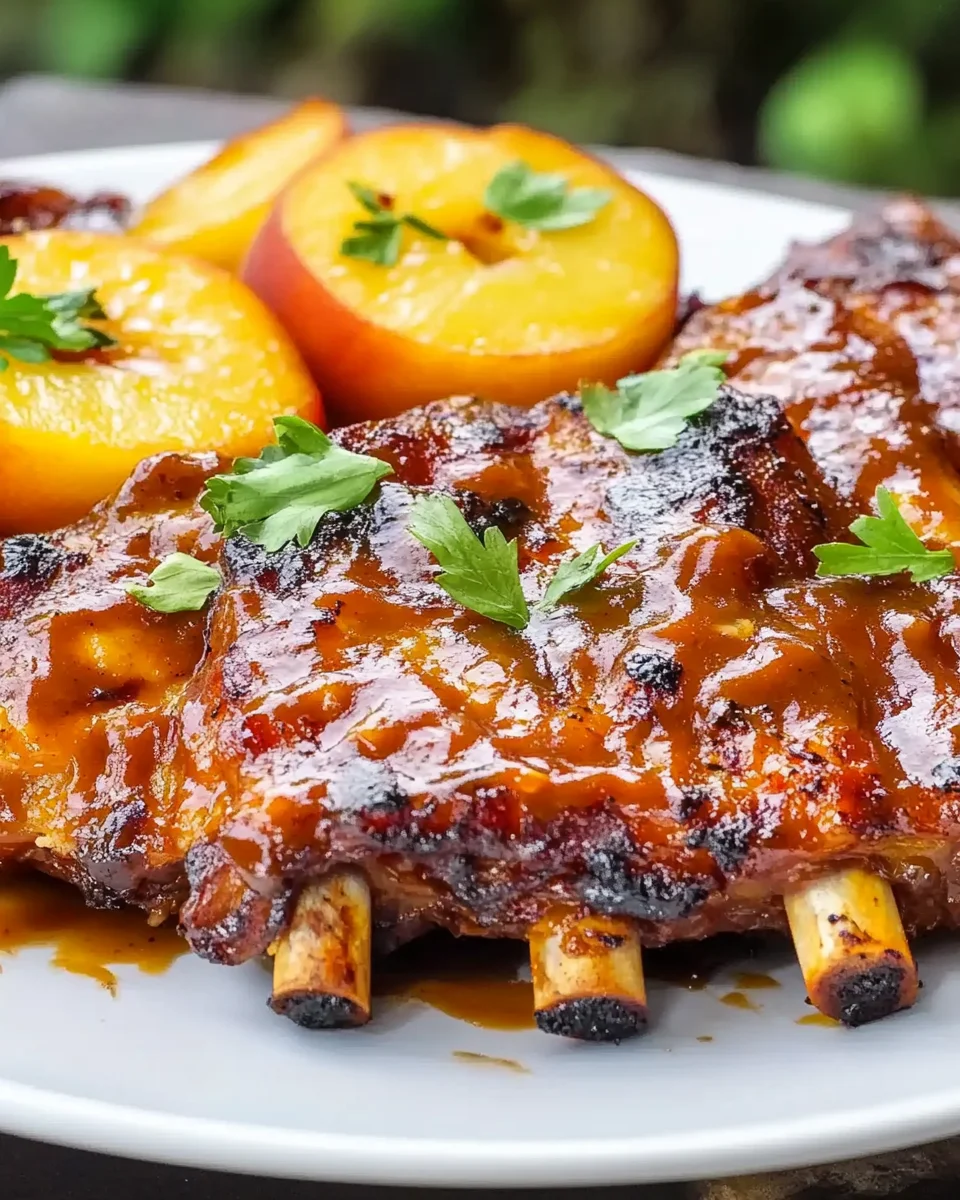 Baby Back Ribs with Balsamic-Peach BBQ Sauce Baby