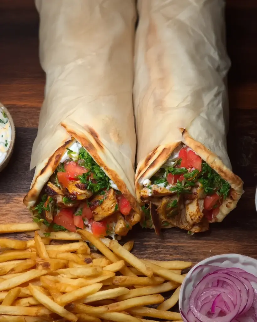 Chicken Sharwama Wrap with garlic sauce