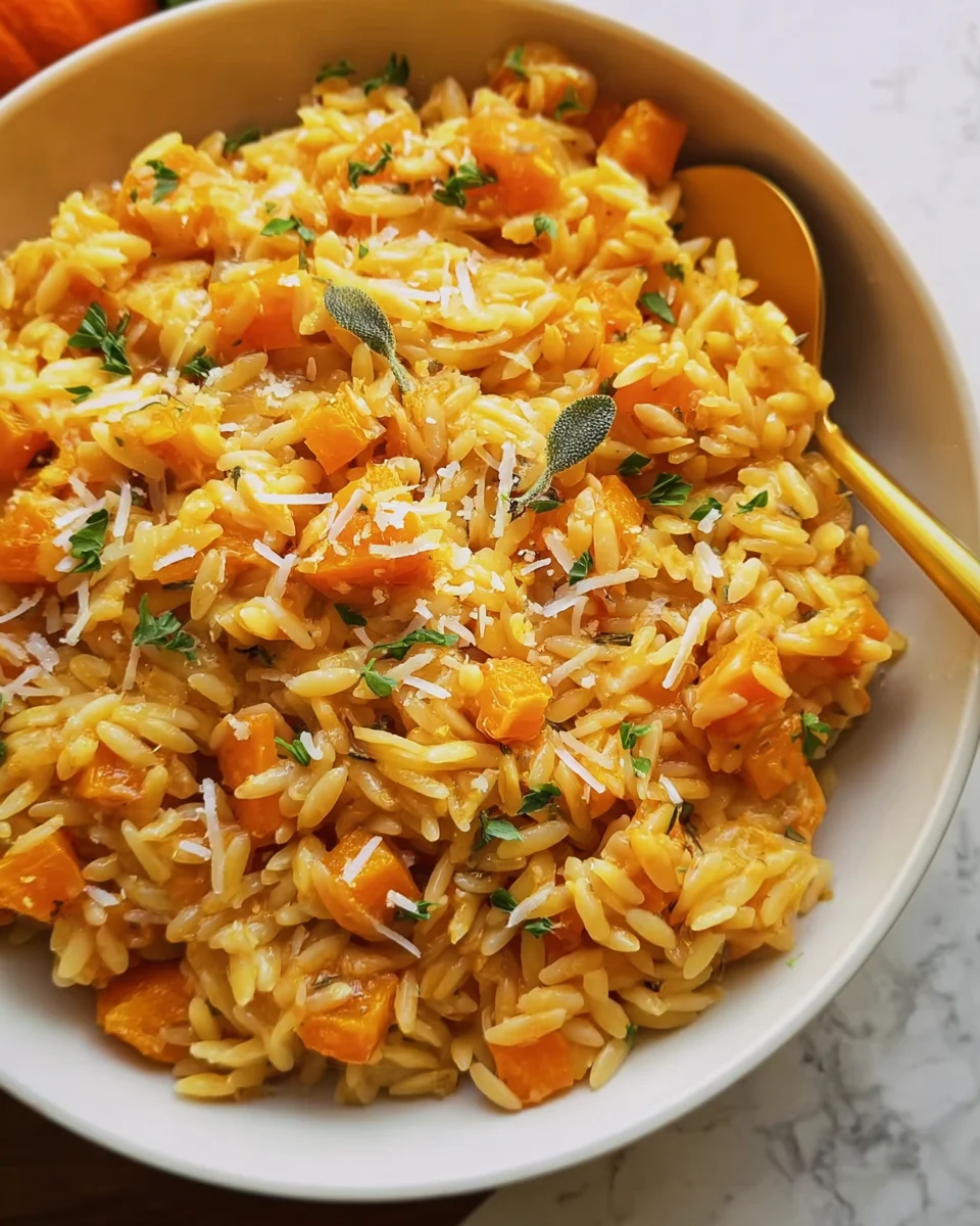 Brown butter Butternut squash & sage orzo Brown