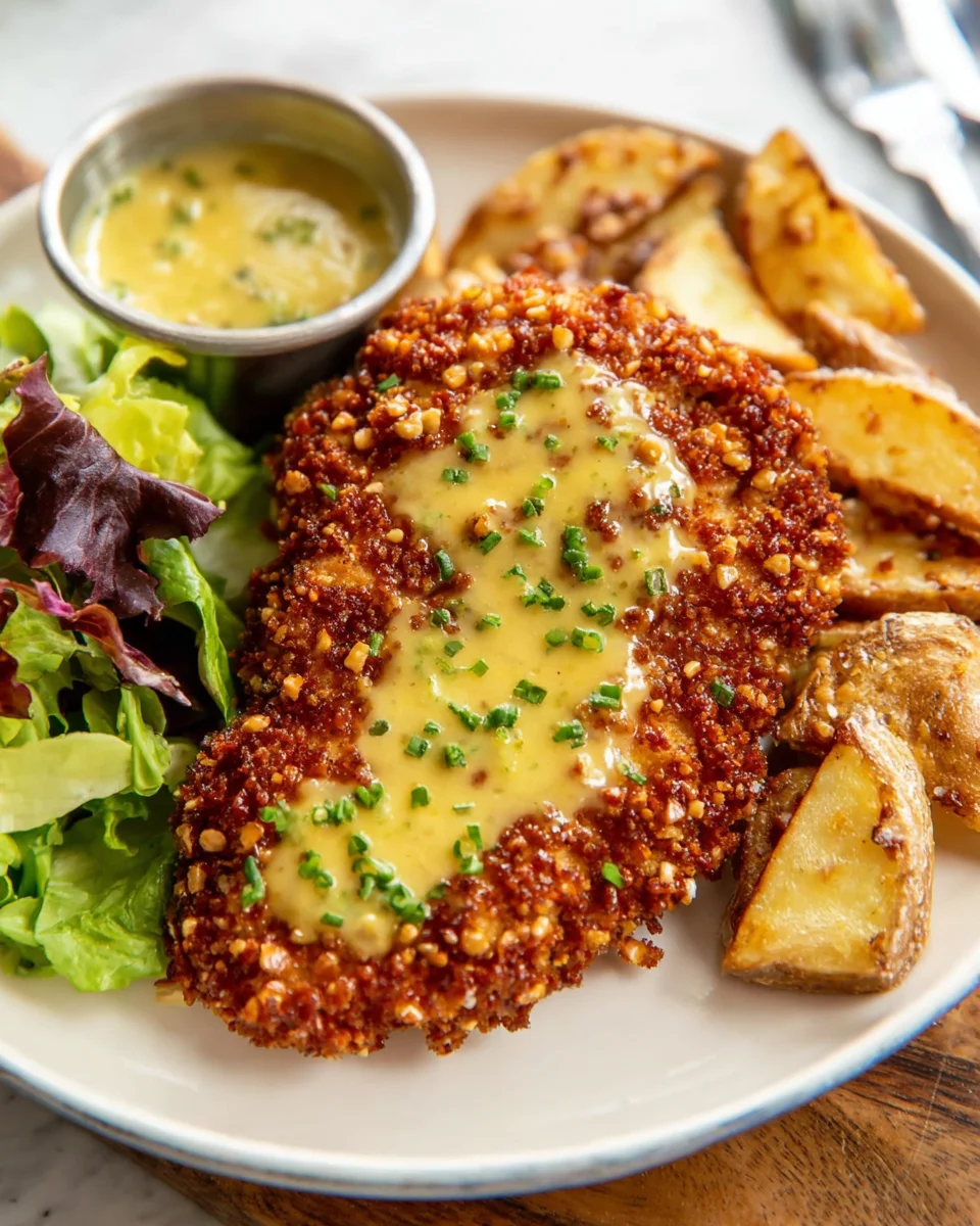 Pretzel Crusted Chicken with Honey Mustard Sauce Pretzel