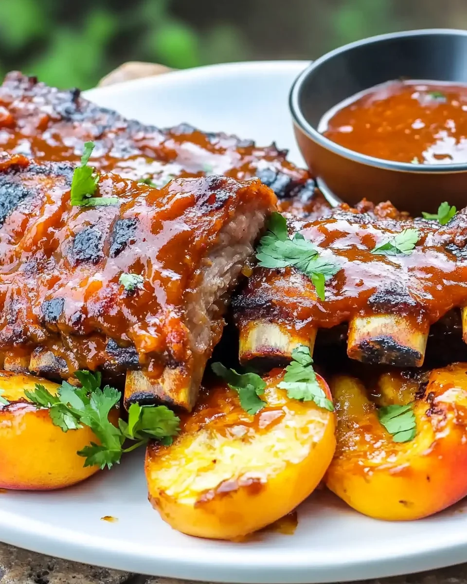 Baby Back Ribs with Balsamic-Peach BBQ Sauce Baby