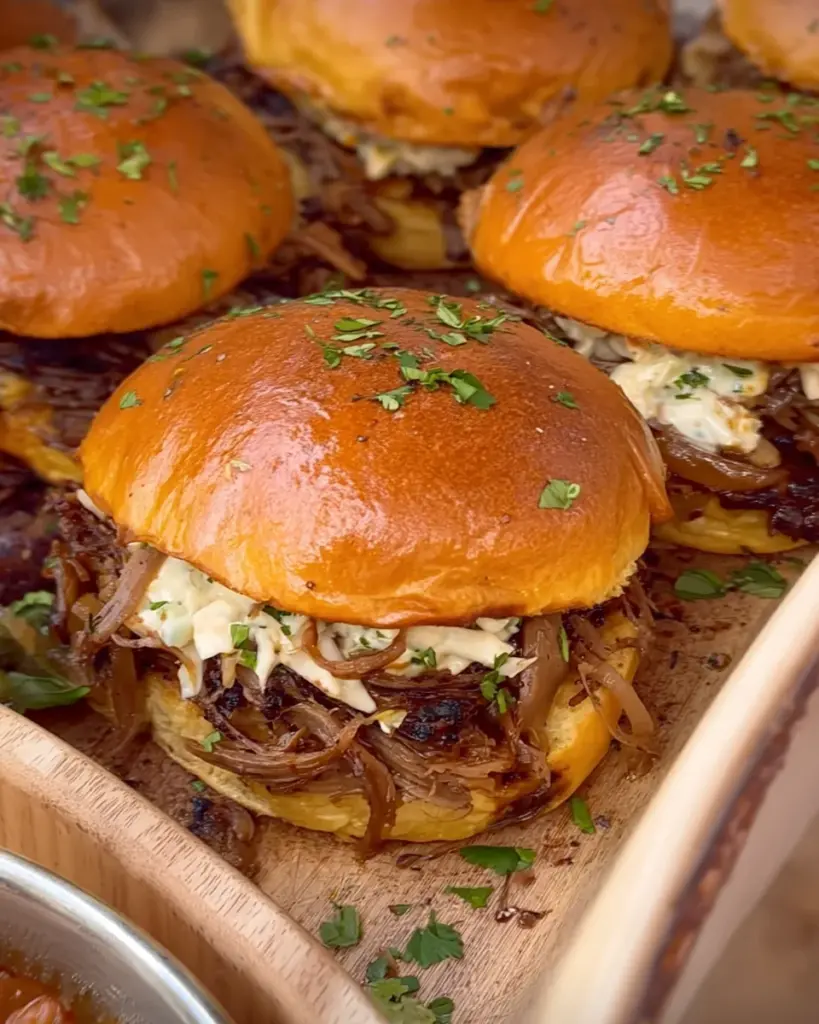 Garlic Pulled Beef Sliders Garlic Pulled Beef Sliders