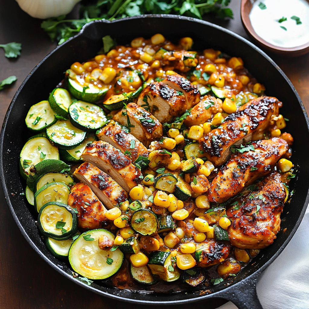 Garlic Butter Chicken with Zucchini and Corn