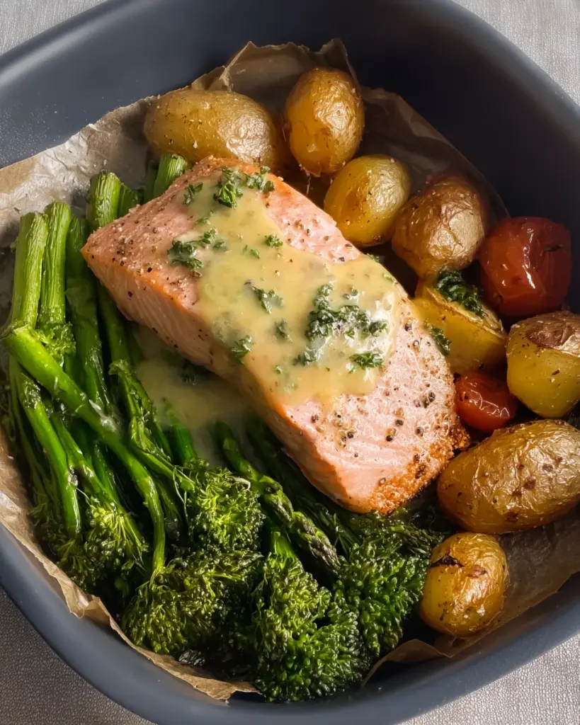 Sheet Pan Baked Salmon with Lemon Sauce