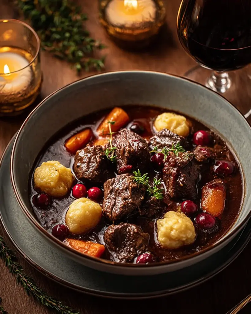 French-Style Beef Stew with Red Wine and Vegetables