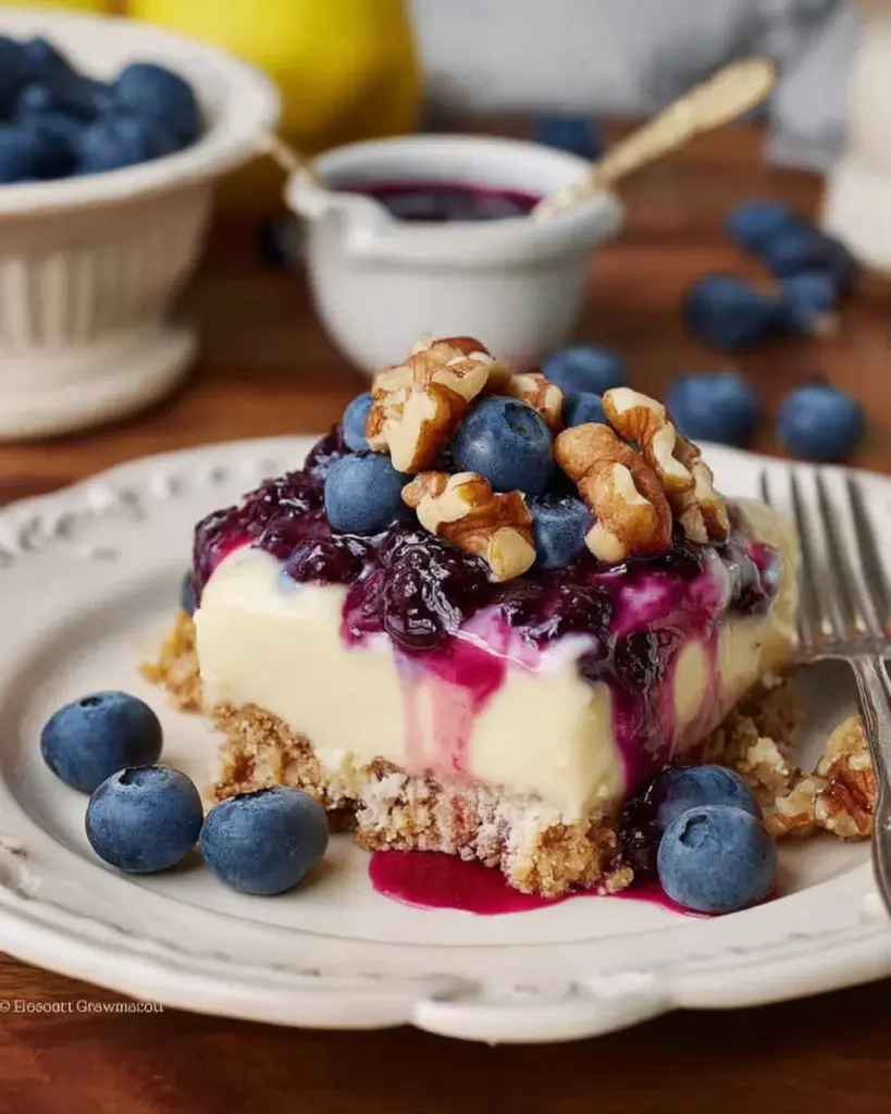 Cream Cheese Lemon Dessert with Blueberry Topping