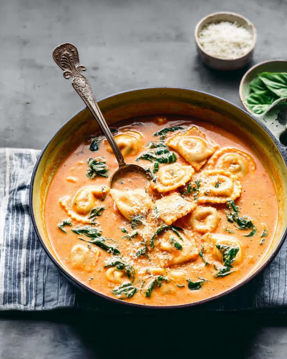 Roasted Red Pepper Ravioli Soup Roasted
