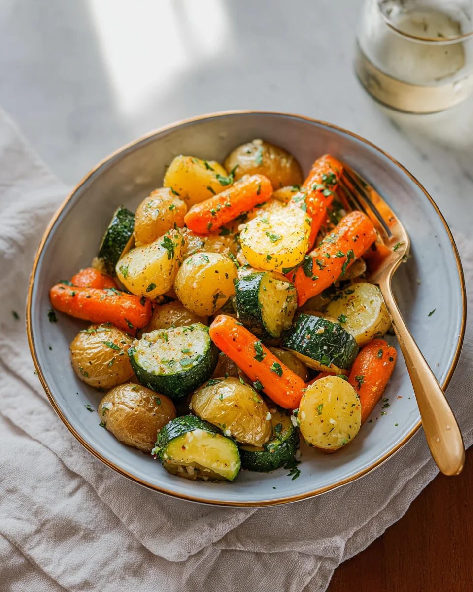 Garlic Herb Roasted Potatoes Carrots and Zucchini Garlic