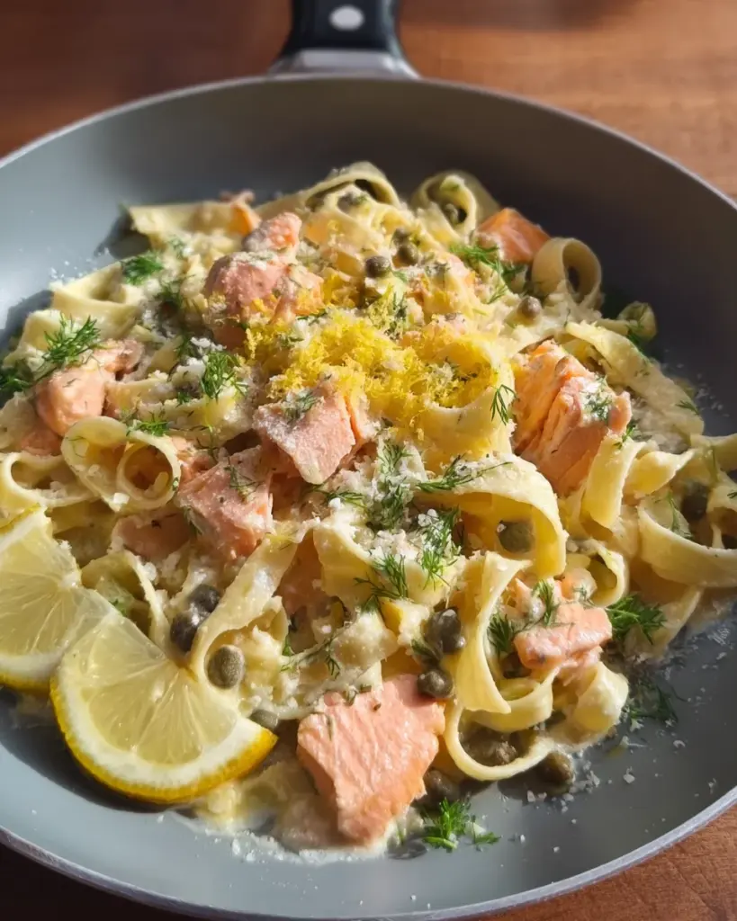 15-Minute Creamy Lemon Salmon Pasta