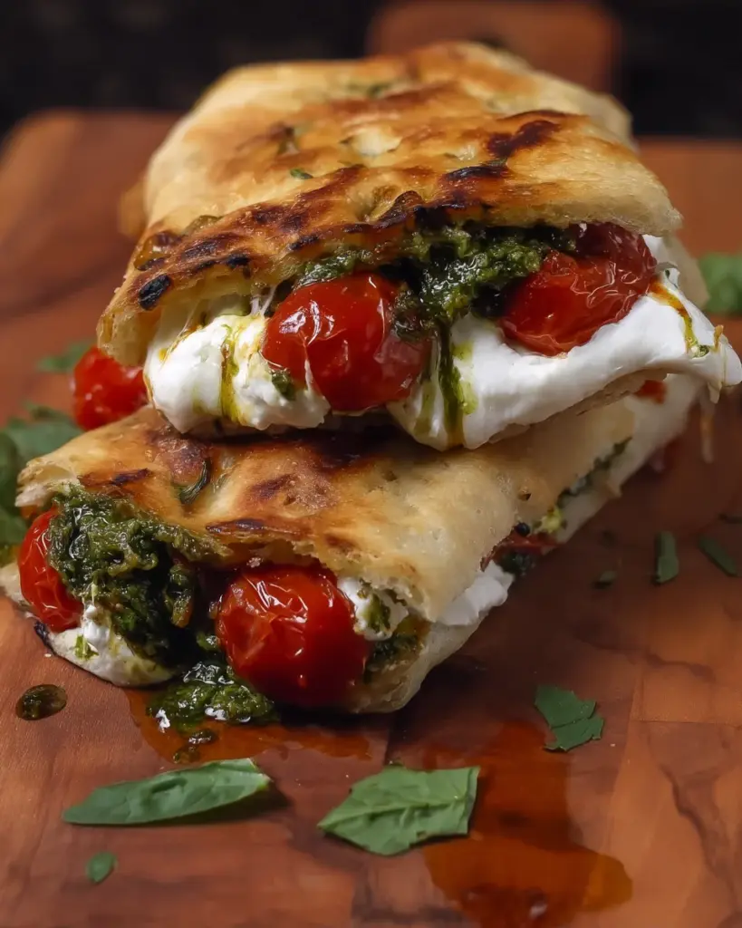 Burrata Caprese Pizza Sandwich Burrata Caprese Pizza Sandwich