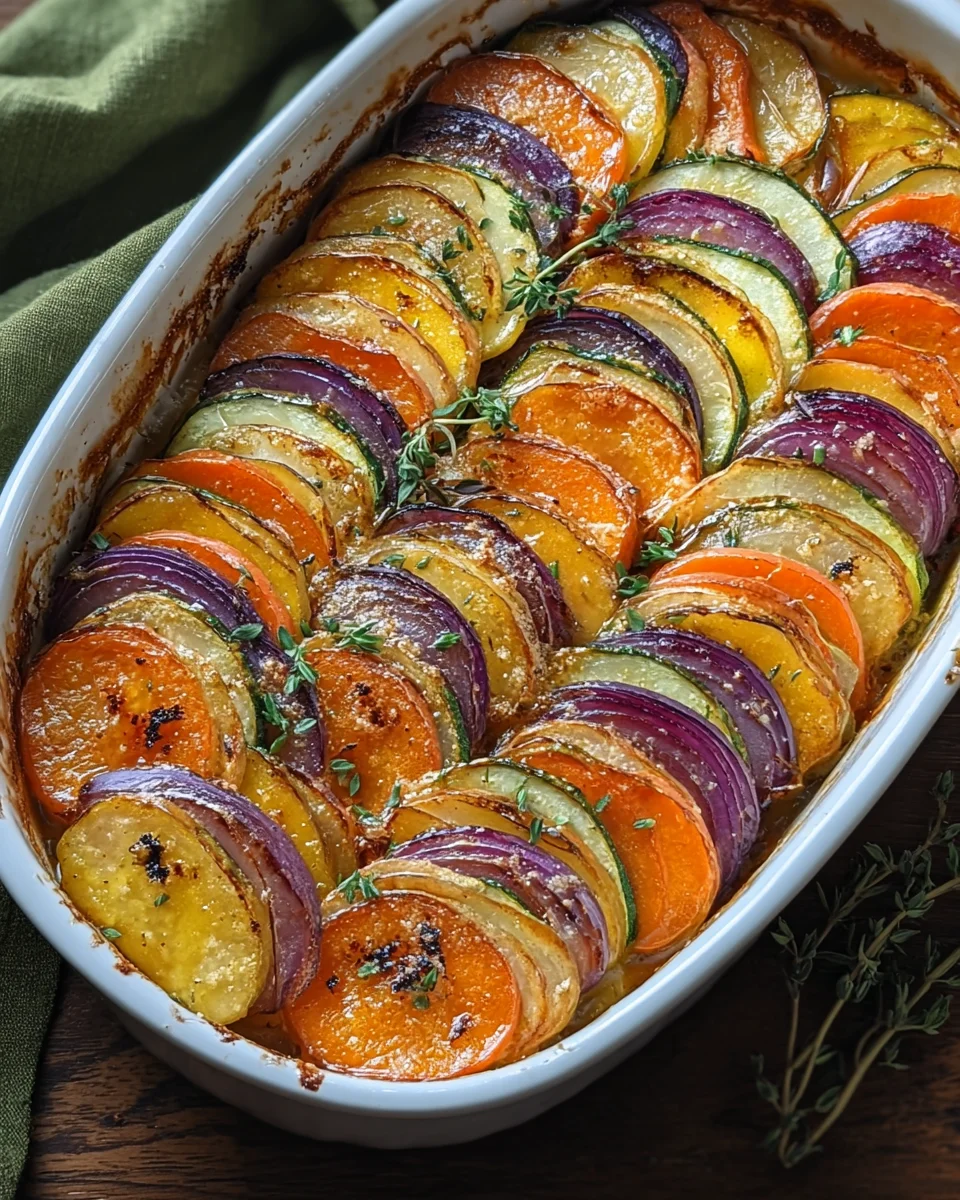 Autumn Rainbow: Crispy Vegetable and Parmesan Tian Autumn