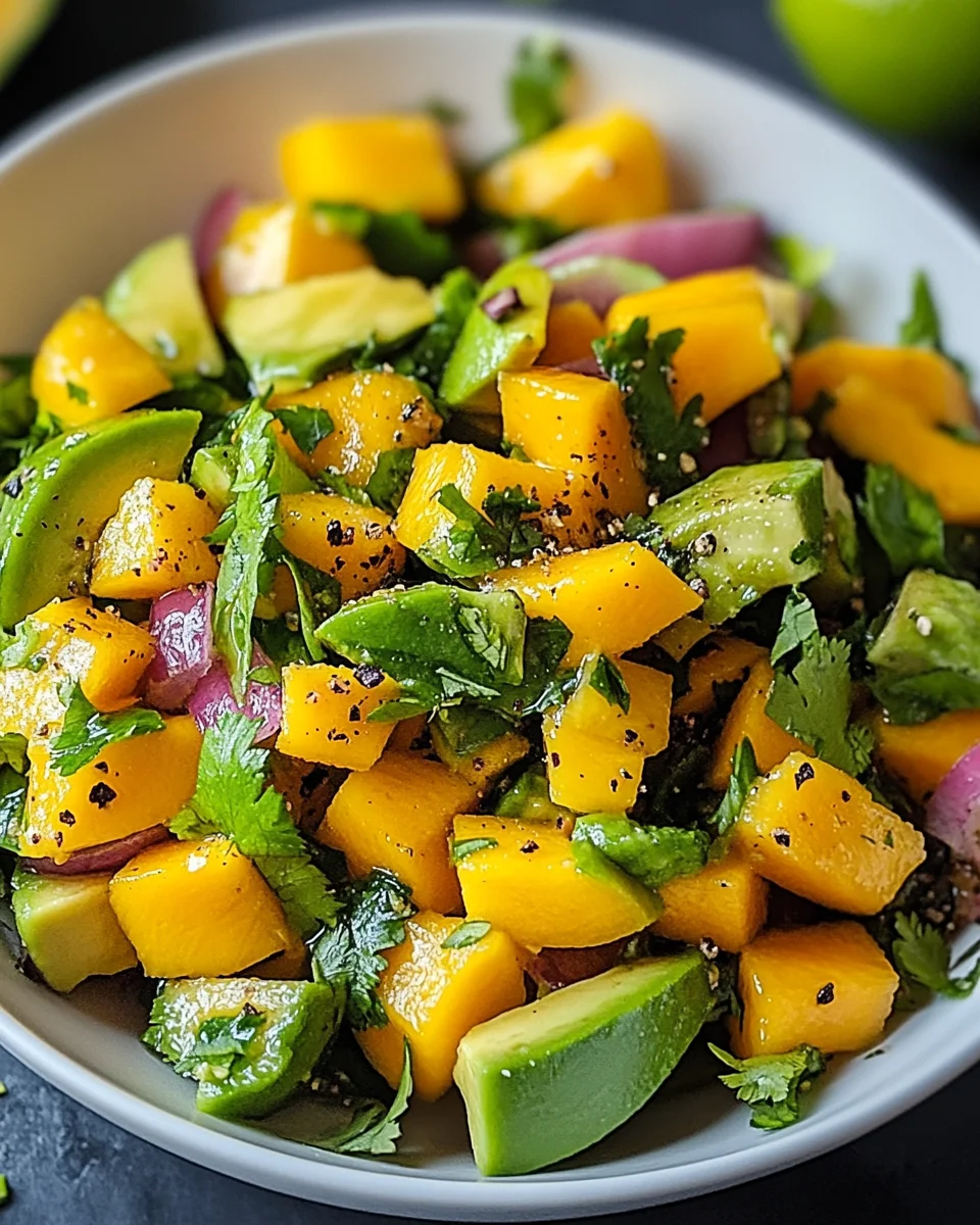 Avocado Mango Salad with a Zesty Lime Dressing Avocado