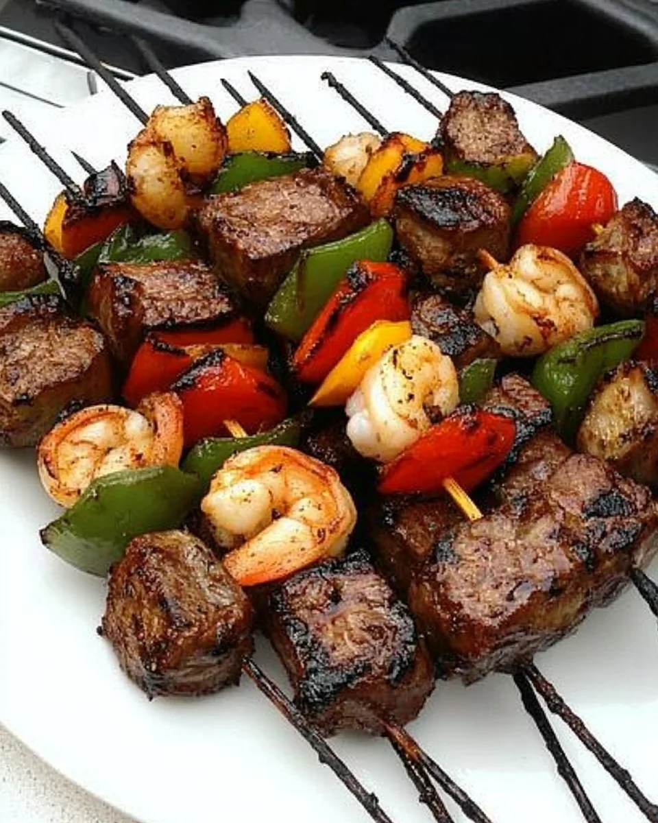 Grilled Steak & Shrimp Kabobs Grilled