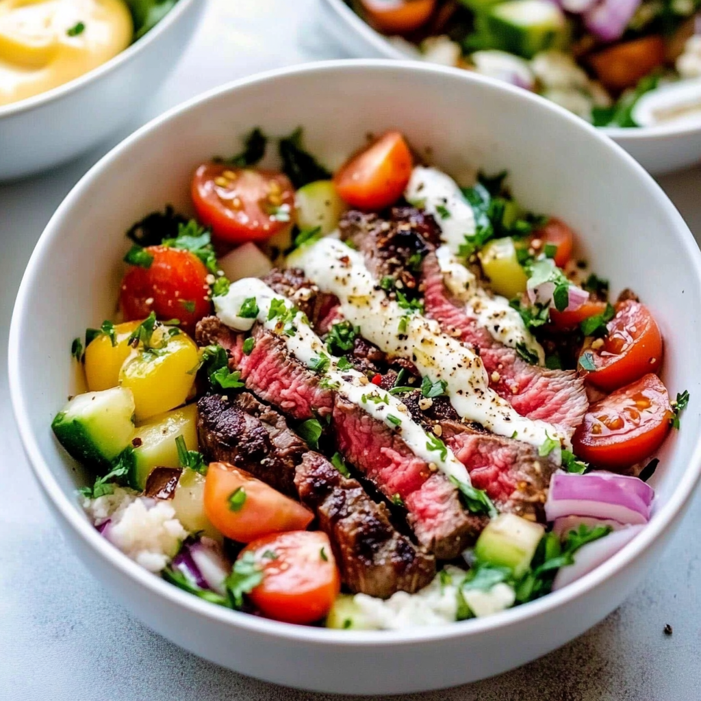 Mediterranean Steak Bowls Recipe preparation