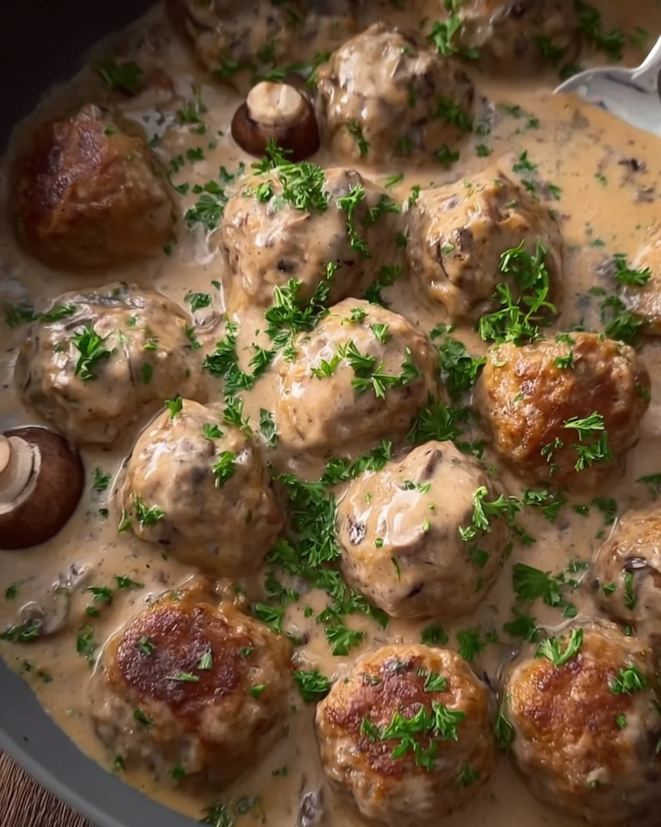 Creamy Turkey Meatballs with Mushroom Sauce Creamy