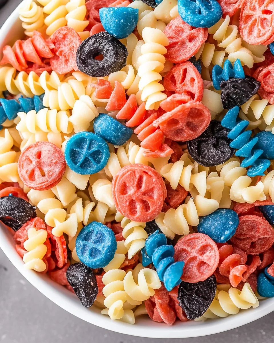 RED WHITE AND BLUE PASTA SALAD RED