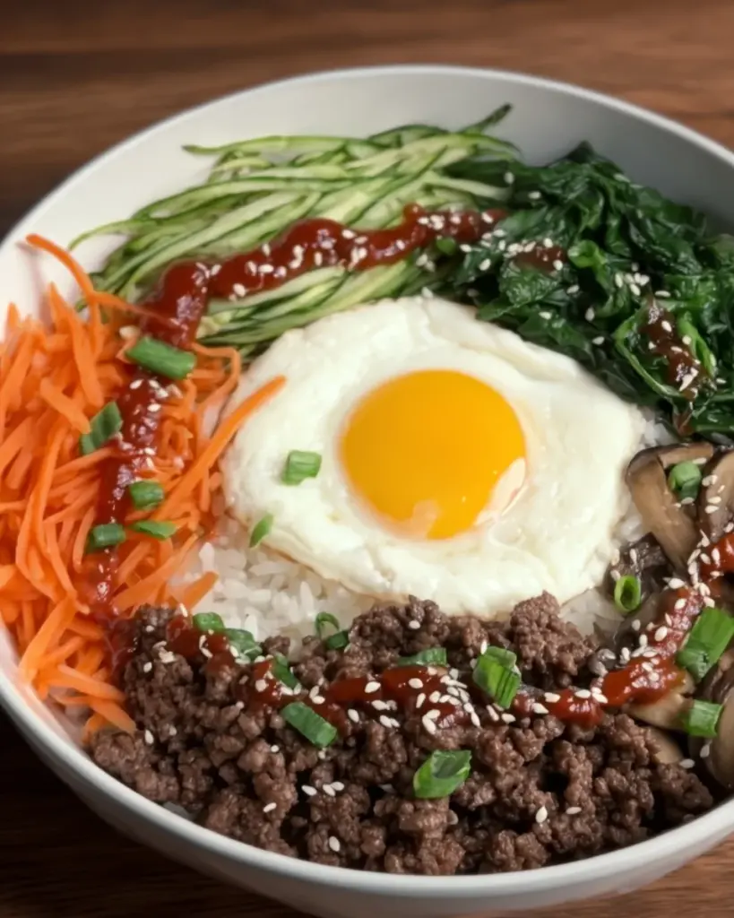 Bibimbap with Ground Beef Bibimbap with Ground Beef