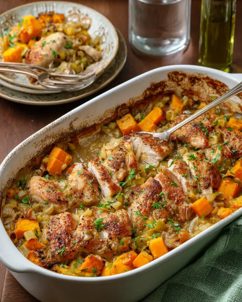 Chicken, Leek and Butternut Squash Bake