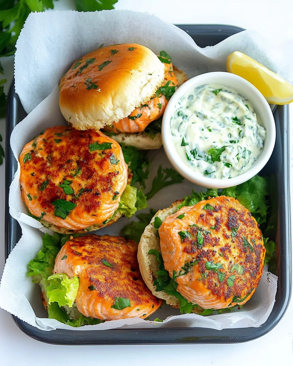 Fresh Salmon Burgers with Tzatziki Dressing Fresh