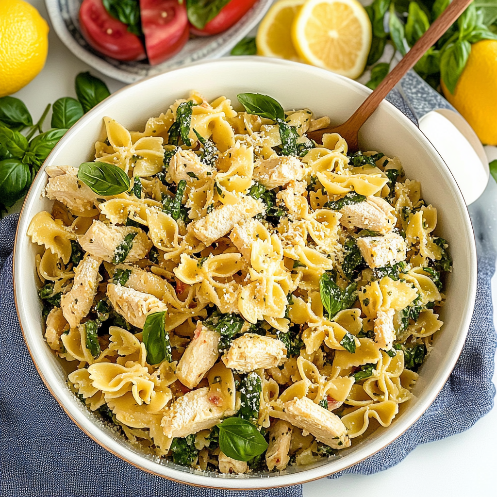 Lemon Basil Chicken Pasta Salad Recipe preparation