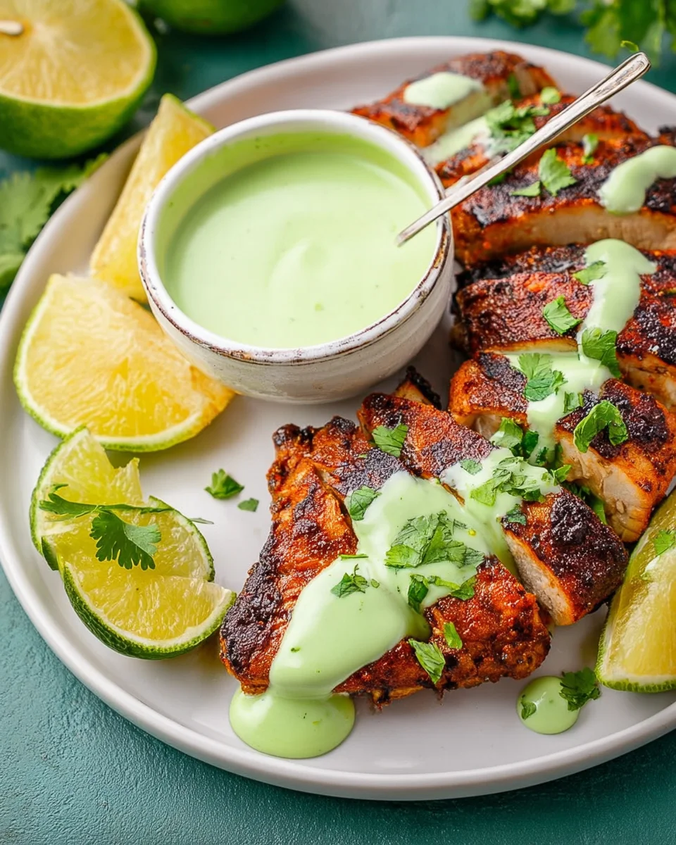 Peruvian Grilled Chicken with Creamy Green Sauce Peruvian