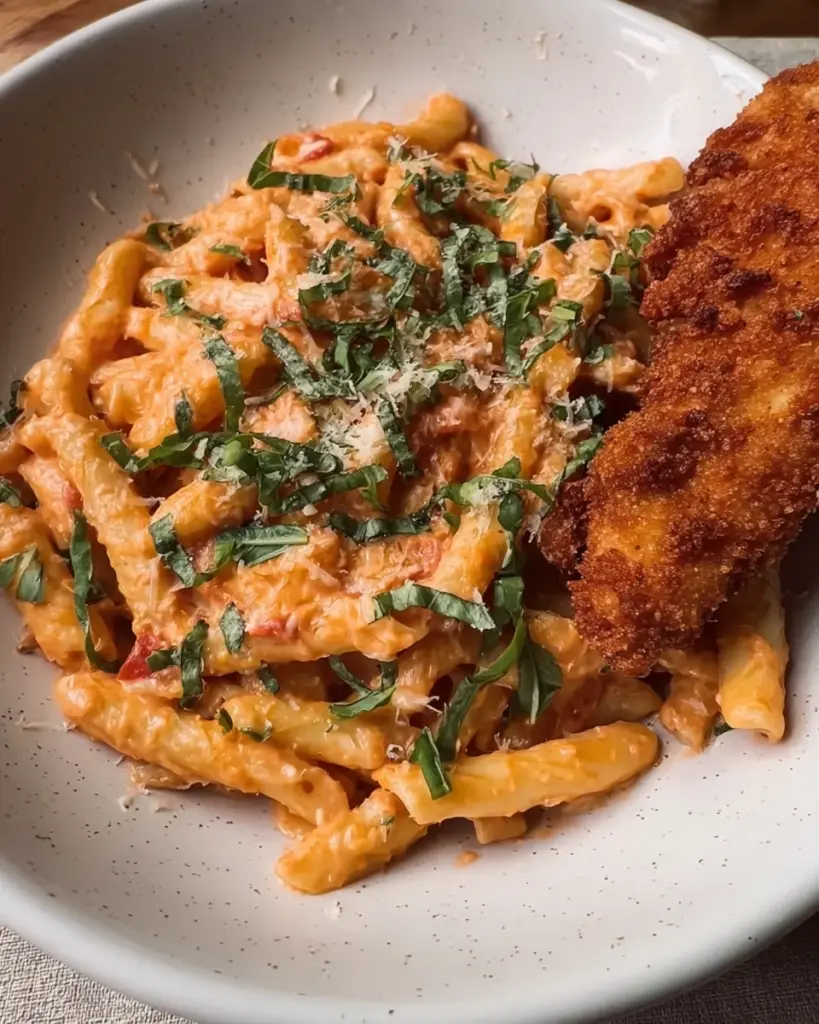 Creamy Rose Pasta & Crispy Chicken Delight Creamy Rose Pasta & Crispy Chicken Delight