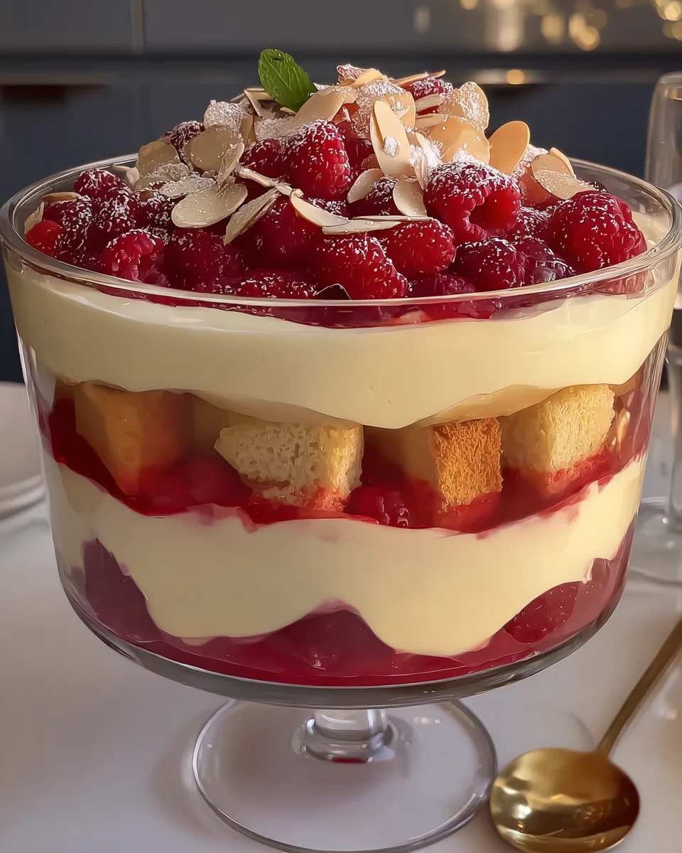 Raspberry and almond trifle Raspberry