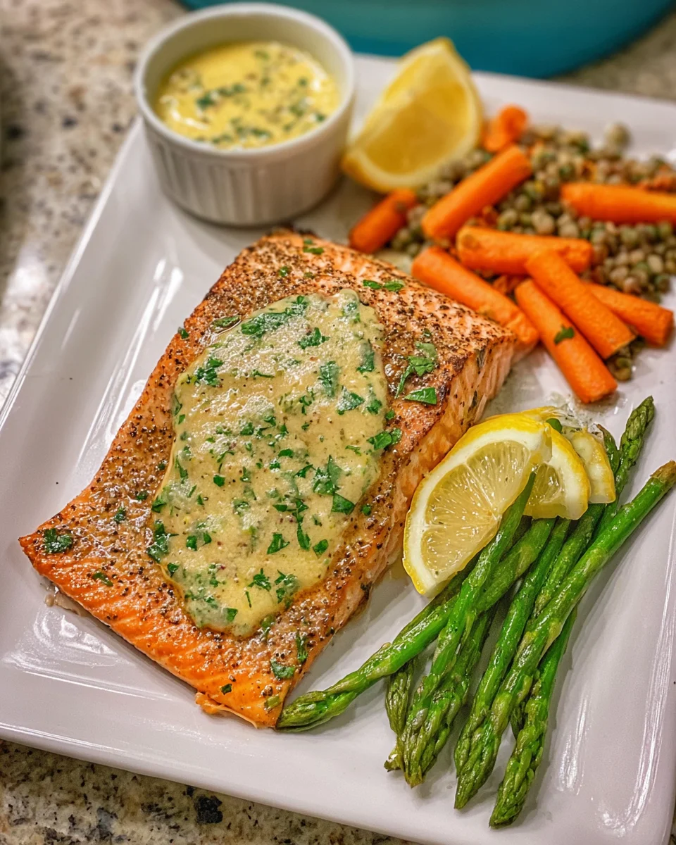 Grilled Salmon with Mustard-Herb Butter Grilled