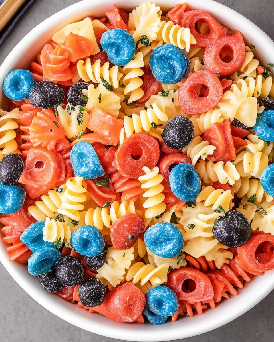 RED WHITE AND BLUE PASTA SALAD RED