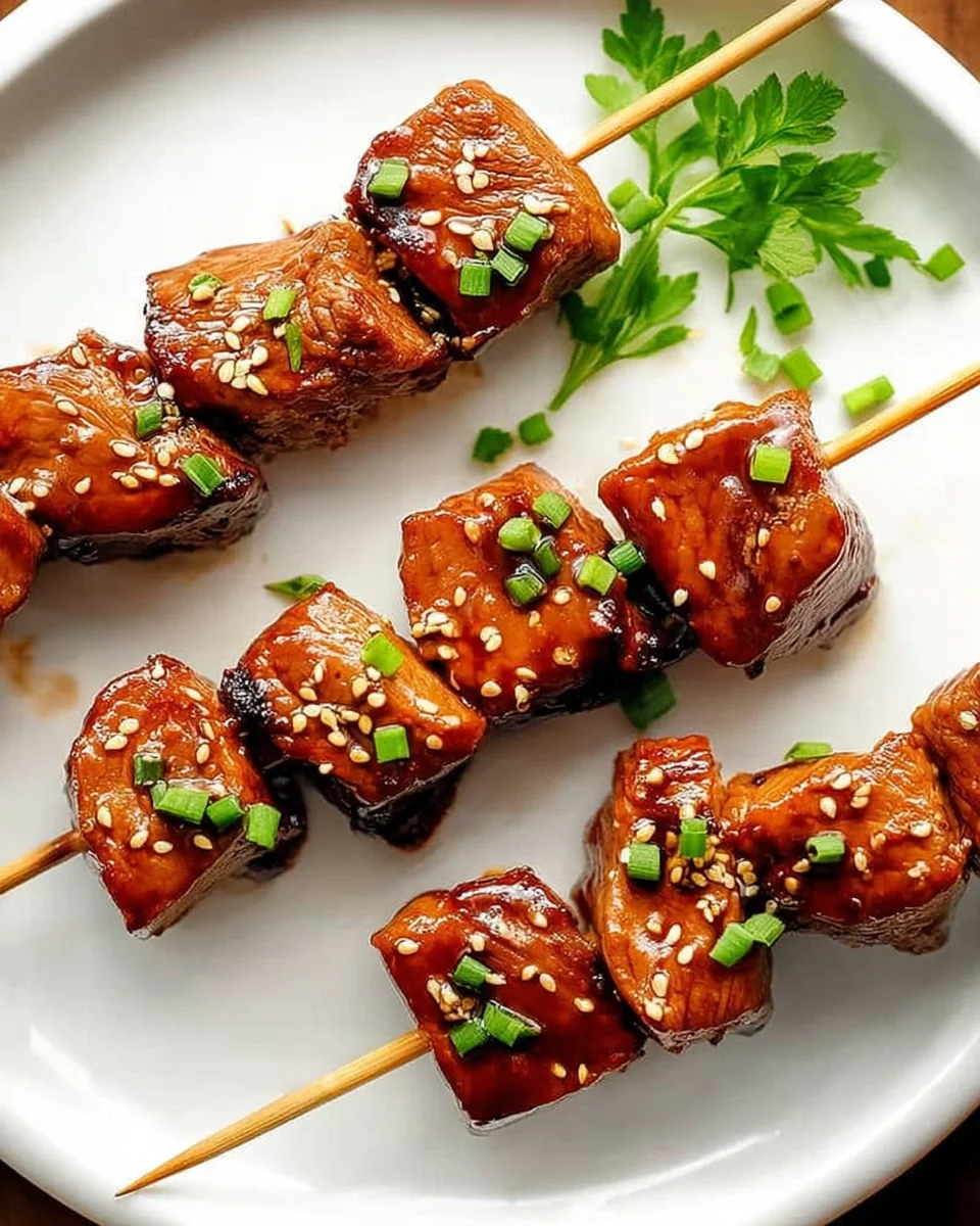Asian Garlic Steak Skewers Asian