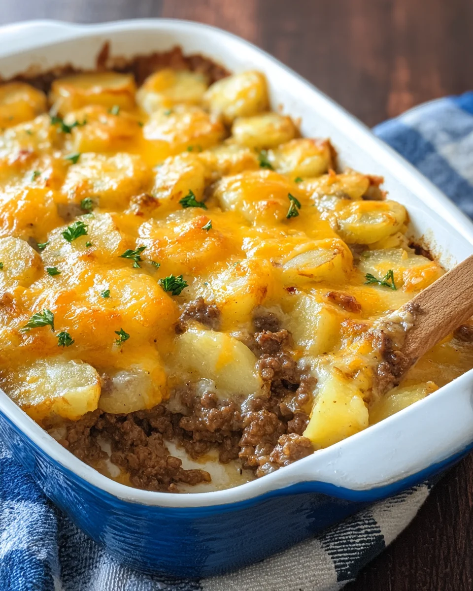 Cheesy Hamburger Potato Casserole Cheesy