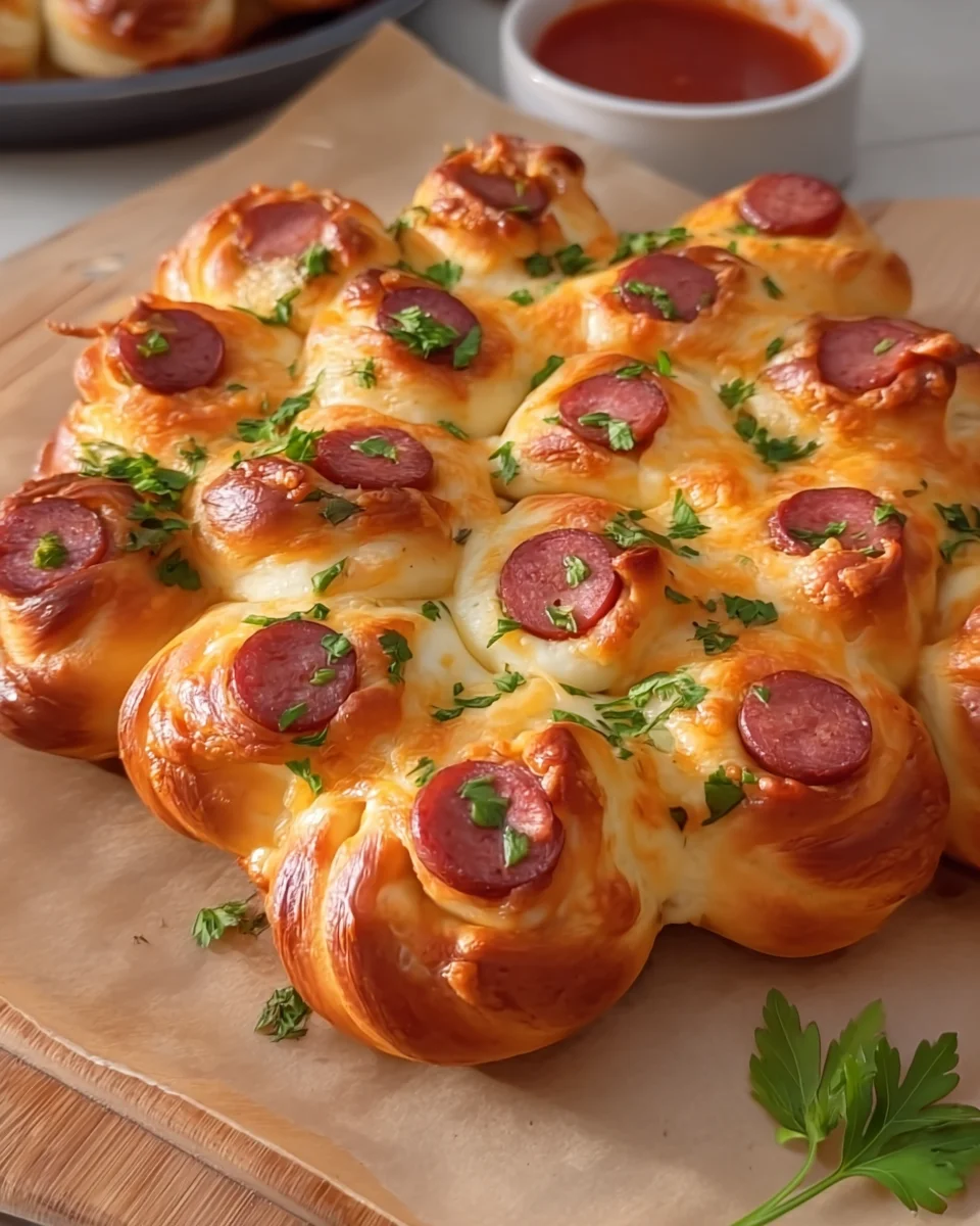 Flower Buns with Cheese and Sausage Flower