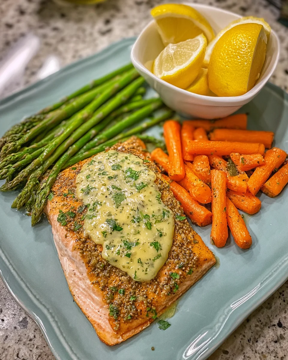 Grilled Salmon with Mustard-Herb Butter Grilled