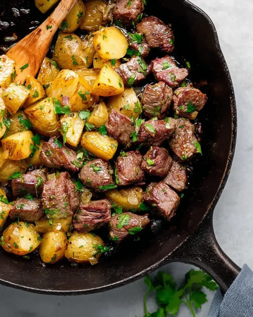 Creamy Garlic Butter Steak Bites and Potatoes