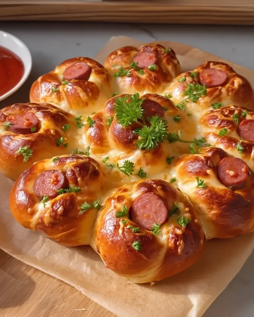 Flower Buns with Cheese and Sausage Flower Buns with Cheese and Sausage