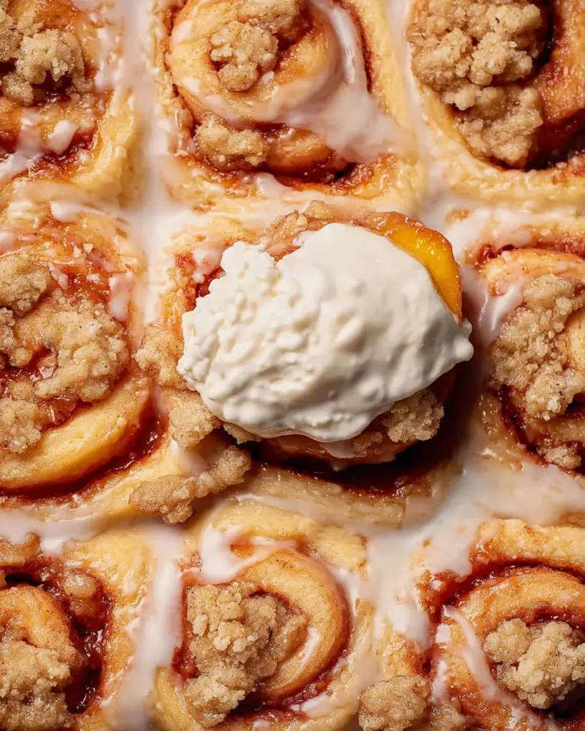 Peach Cobbler Cinnamon Rolls