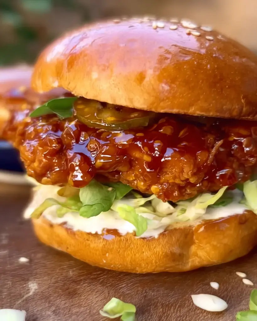 Crispy hot honey chicken burgers Crispy hot honey chicken burgers