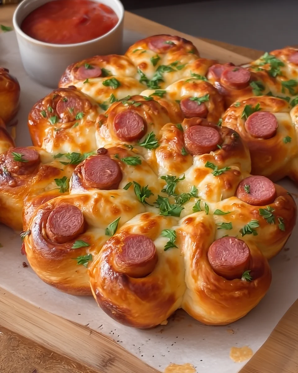 Flower Buns with Cheese and Sausage Flower